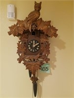 West German Walnut Carved Cuckoo Clock