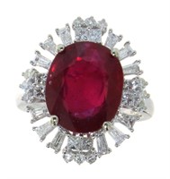 14kt Gold 7.96 ct Oval Ruby & Diamond Ring