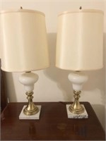 Pair of Porcelain and  Gold Lamps