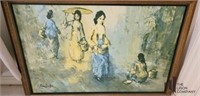 Antique Painting of Women at Their Daily Task