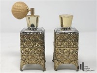 Vintage Gold Filigree Perfume Bottles