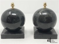 Black Marble Round Bookends