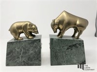 Solid Brass and Marble Bookends