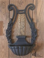 Tall Antique Harp Lyre Shape Wall Sconce