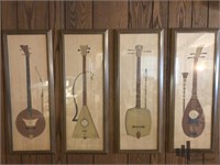 Framed Antique String Musical Instruments