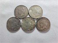 (5) 1923 Peace Dollars