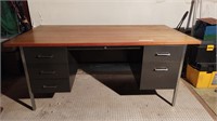 METAL OFFICE DESK WITH WOOD TOP
