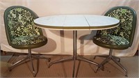 VINTAGE KITCHEN TABLE + 2 SWIVEL CHAIRS
