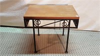 METAL SIDE TABLE WITH WOOD TOP