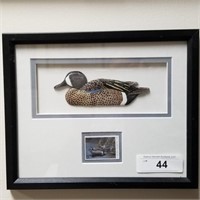 DUCKS UNLIMITED 1998 SMALL WOOD CARVING IN GLASS