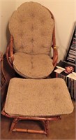 WICKER CHAIR AND OTTOMAN