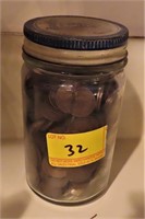 JAR OF INDIAN HEAD PENNIES