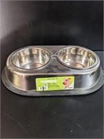 New Double Stainless Steel Dog Dish