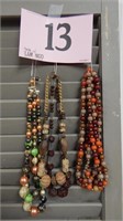 3 VINTAGE BEADED NECKLACES