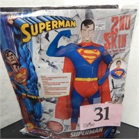2ND SKIN SUPERMAN ADULT COSTUME FITS 5'4 TO 5'10