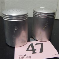 VINTAGE ALUMINUM  SALT & PEPPER SET