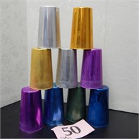 BASCAL MID CENTURY METAL TUMBLERS QTY 9 MADE IN
