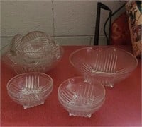 Pair of beautiful glass serving bowls and 10