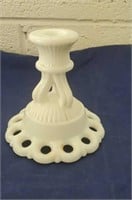 White milkglass candleholder approx 4 inches tall