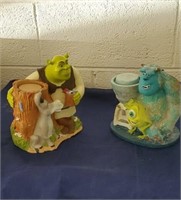 Pair of Dixie cup dispensers Shrek and Monsters