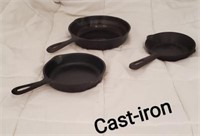 3 Cast Iron Fry Pans