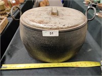 Antique cast iron pot with lid