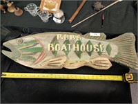 Wood boathouse sign
