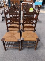 6 Antique ladder back chairs