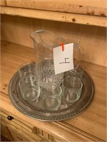 PRETTY PITCHER AND GLASSES ON TRAY