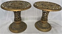 2 VINTAGE PIERCED BRASS PLANT STANDS