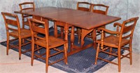 1940'S WATERTOWN MAPLE DROPLEAF TABLE W/6 CHAIRS