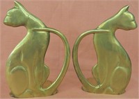 SIAMESE CAT SHAPED SOLID BRASS BOOK ENDS