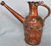 VINTAGE HAMMERED HEAVY COPPER WATER CAN VASE