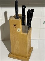Wooden Knife Block with Assorted Knives