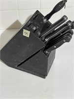 Wooden Knife Block with Assorted Knives