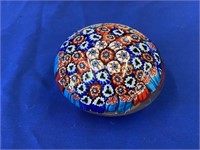 RED, WHITE AND BLUE MILLIFIORI PAPERWEIGHT