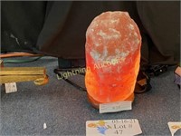 HIMALAYAN SALT ROCK LAMP WITH WOODEN BASE