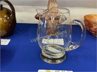 ETCHED GLASS PITCHER WITH APPLIED HANDLE