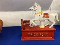 REPRODUCTION TRICK PONY MECHANICAL COIN BANK