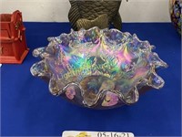 IRIDESCENT PINK FENTON GLASS BOWL