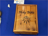 HOLY BIBLE DOVE OF PEACE IN CEDAR