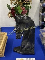 POLISHED STONE HORSE BUST BOOKEND
