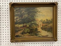 EARLY 20TH CENTURY OIL ON BOARD IN GILT WOOD FRAME