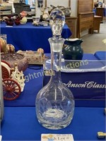 LONG NECK ETCHED GLASS DECANTER WITH GLASS STOPPER