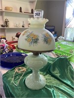 Antique Oil Lamp ~ Hand painted shade