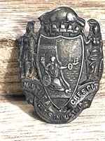 Antique Coat of Arms Sterling Silver  Heavy Pin