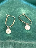 10 K Yellow Gold Pearl Earrings