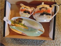 Noritake Platter, Tea Pot (Chipped) & Creamer