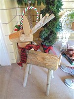 Wooden Reindeer (~2'T)  & Candy Cane
