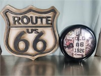 Rt. 66 Wall Plaque & Clock